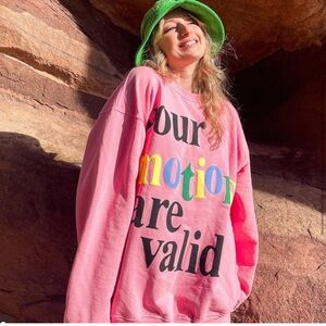MAYFAIR Your Emotions Are Valid Pink Sweatshirt Sweater Pullover Crew